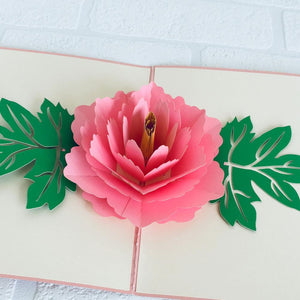 Handmade Pink Peony Flower Pop Up Greeting Card - Online Party Supplies