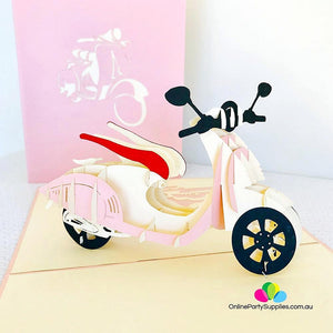 Handmade Pink Vespa Pop Up Card - Online Party Supplies
