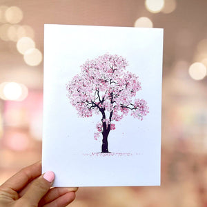 Gorgeous Weeping Pink Cherry Blossom Tree 3D Pop Up Card