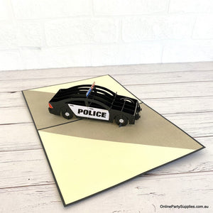 Handmade 3D Police Car Pop Up Emergency Transportation Vehicle Greeting Card