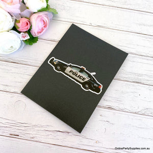 Handmade 3D Police Car Pop Up Emergency Transportation Vehicle Greeting Card