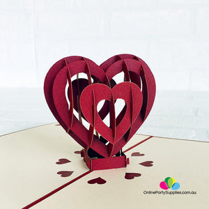 Handmade Red Heart 3D Pop Up Valentine's Day Card - Online Party Supplies