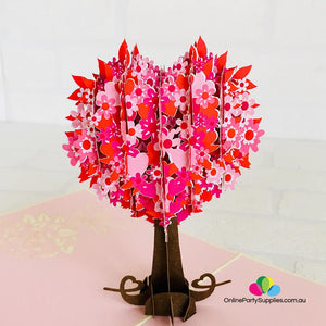 Handmade Red Heart Tree 3D Pop Up Card - Online Party Supplies