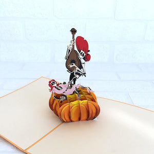 Handmade Online Party Supplies Spooky Skeleton Couple On Pumpkin Pop Up Wedding Invitations Card
