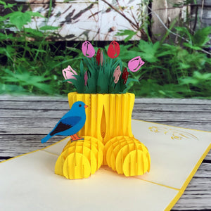 Handmade Tulip Flower Shoes 3D Pop Up Greeting Card - Online Party Supplies