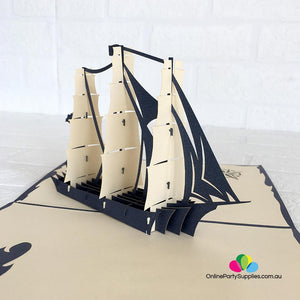 Handmade White Sailing Boat Pop Up Card - Online Party Supplies