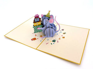 Happy Birthday Little Mouse with Present Pop Up Card
