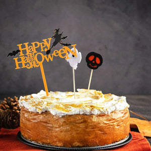Acrylic Black & Orange Happy Halloween Cake Topper - Laser Cut Happy Halloween Cake Decorations