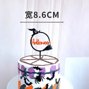 Acrylic Black & Orange Happy Halloween Cake Topper - Laser Cut Happy Halloween Cake Decorations