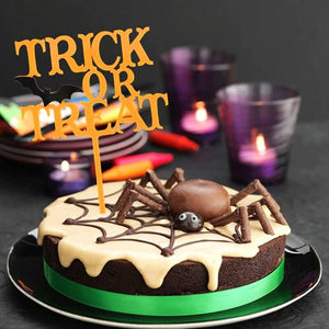 Acrylic Black & Orange Happy Halloween Cake Topper - Laser Cut Happy Halloween Cake Decorations