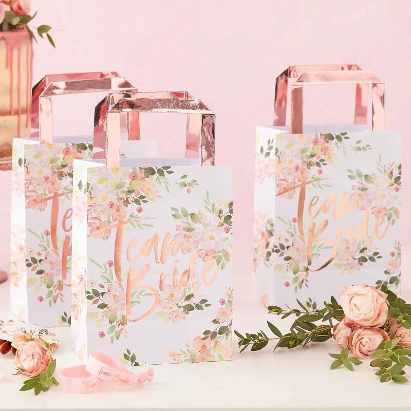 Ginger Ray Hen Party Floral Team BRIDE Party Gift Bag 5 Pack