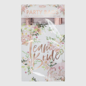Ginger Ray Hen Party Floral Team BRIDE Party Gift Bag 5 Pack