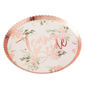 Ginger Ray Hen Party Floral 'team BRIDE' Paper Plate 8 Pack
