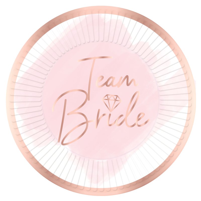Amscan Hen Party Blush Pink 'Team Bride' Paper Plates 8 Pack
