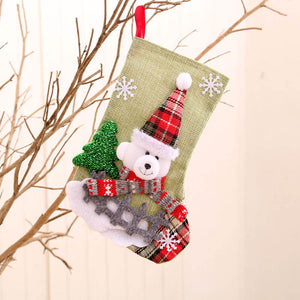 23cm x 15cm Burlap Christmas Stocking - Xmas Home & Wall Decorations, Christmas Presents for Kids Polar bear