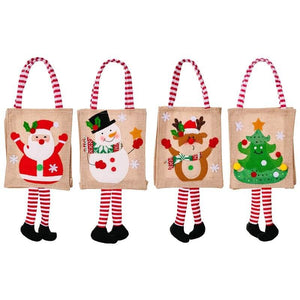 Hessian Christmas Candy Gift Bag with Handle - 4 Designs