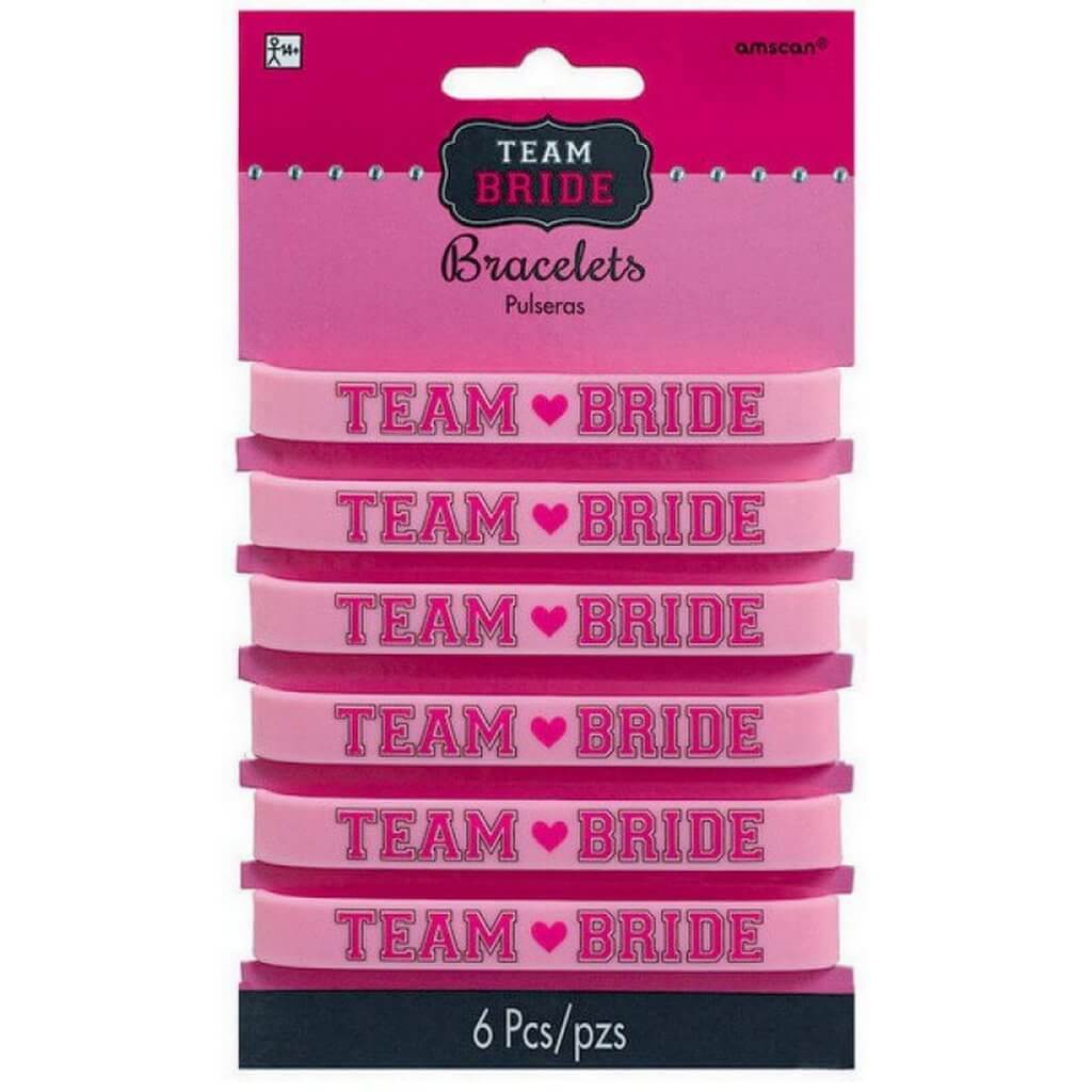 Amscan Team Bride Rubber Bracelet 6 Pack