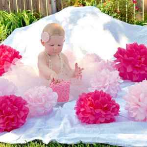 Hot pink Tissue Paper Pom Poms Pompoms Balls Flowers Party Hanging Decorations