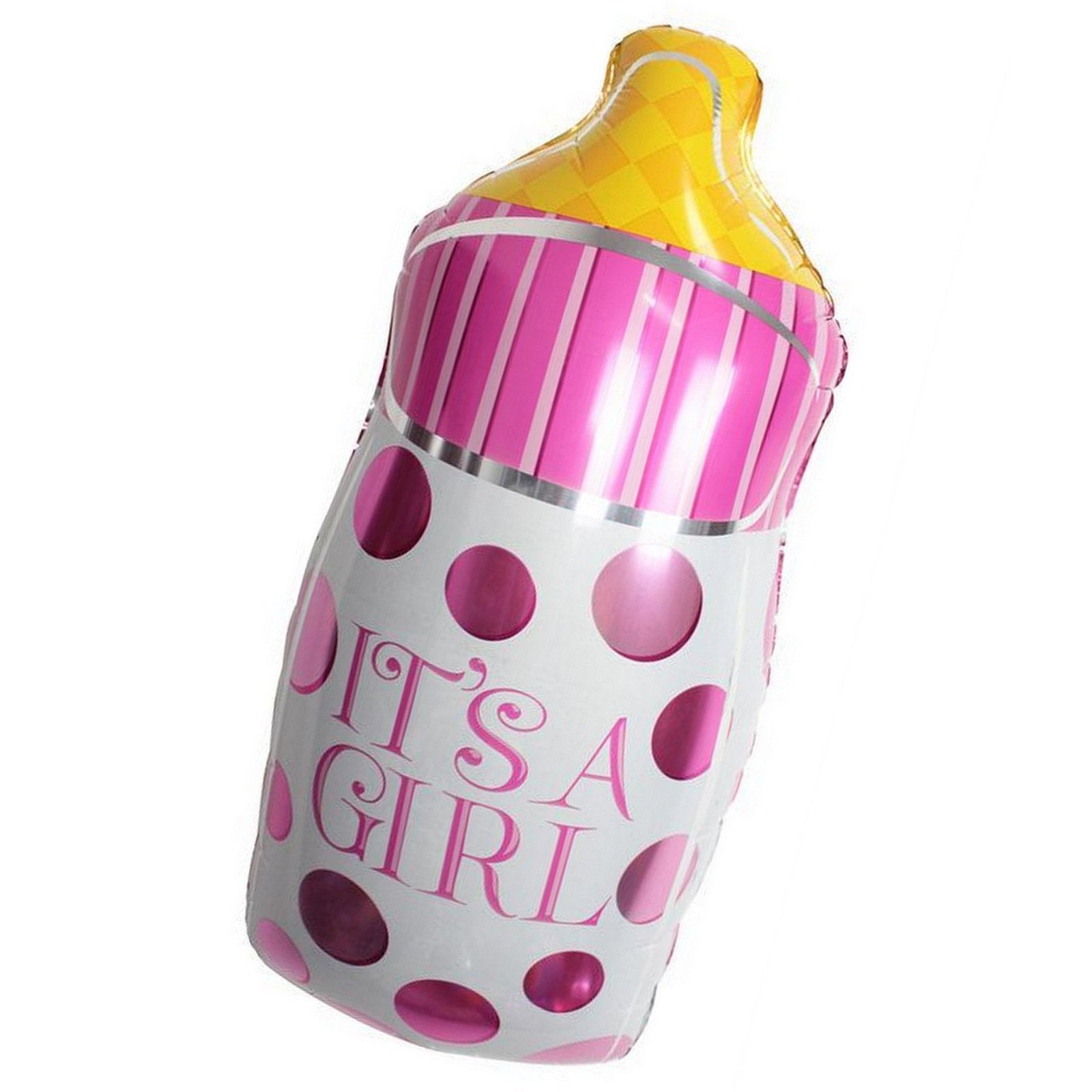It's A Girl Pink Baby Milk Bottle 32'' SuperShape Helium Foil Balloon - Online Party Supplies