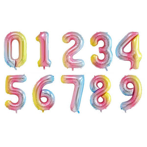 40" Jumbo Iridescent Rainbow Ombre Number 0-9 Foil Balloon