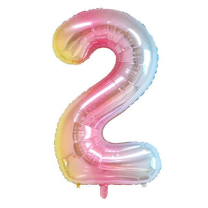 40" Jumbo Iridescent Rainbow Ombre Number 0-9 Foil Balloon number 2