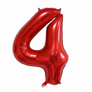 40" Jumbo Red 0-9 Number Foil Balloons number 4