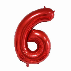 40" Jumbo Red 0-9 Number Foil Balloons number 6