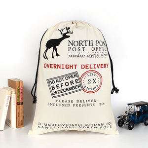 Jumbo Natural Cotton Christmas Santa Claus Drawstring Canvas Sack Bag for Kids - Online Party Supplies