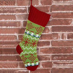 Large Knit Traditional Pattern Christmas Santa Hanging Stocking - Xmas Home & Wall Decorations