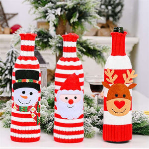 Knitted Christmas Bottle Stubby Holder - Santa, Reindeer, Snowman