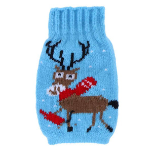 Knitted Christmas Bottle Stubby Holder - Xmas Moose