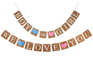 Kraft 'Boy or Girl We Love You' with Hearts Baby Shower Gender Reveal Banner