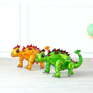 Large 4D Standing Green Ankylosaurus Dinosaur Foil Balloon