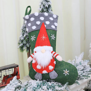Large Felt Woodland Santa Claus Christmas Stocking