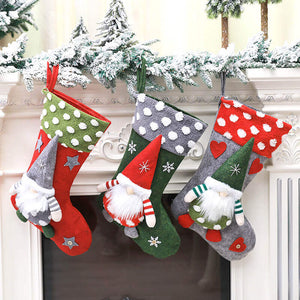 Large Felt Woodland Santa Claus Christmas Stocking