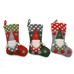 Large Felt Woodland Santa Claus Christmas Stocking