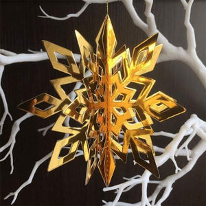 3D Metallic Gold Christmas Snowflake Paper Hanging Ornament 6 Pack