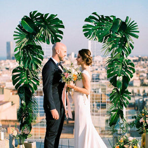 Large Tropical Artificial Monstera Leaves for Hawaiian Luau Party Decor (Pack of 10) - Online Party Supplies