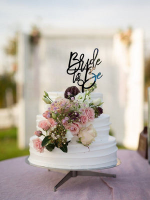Black Acrylic 'Bride To Be' with Diamond Ring Bridal shower hen party Cake Topper