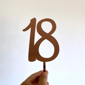 Acrylic Rose Gold Mirror Number 18 Birthday Cake Topper
