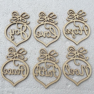 Laser Cut Religious Wooden Christmas Tree Ornaments 6 pack - Online Party Supplies