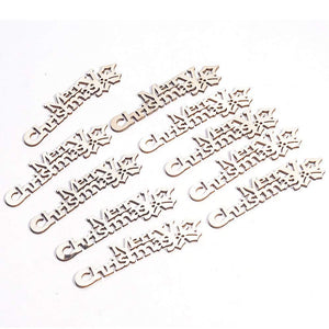 Wooden Merry Christmas Confetti Table Scatters Sprinkles 10 Pack - Rustic Xmas Party Decorations