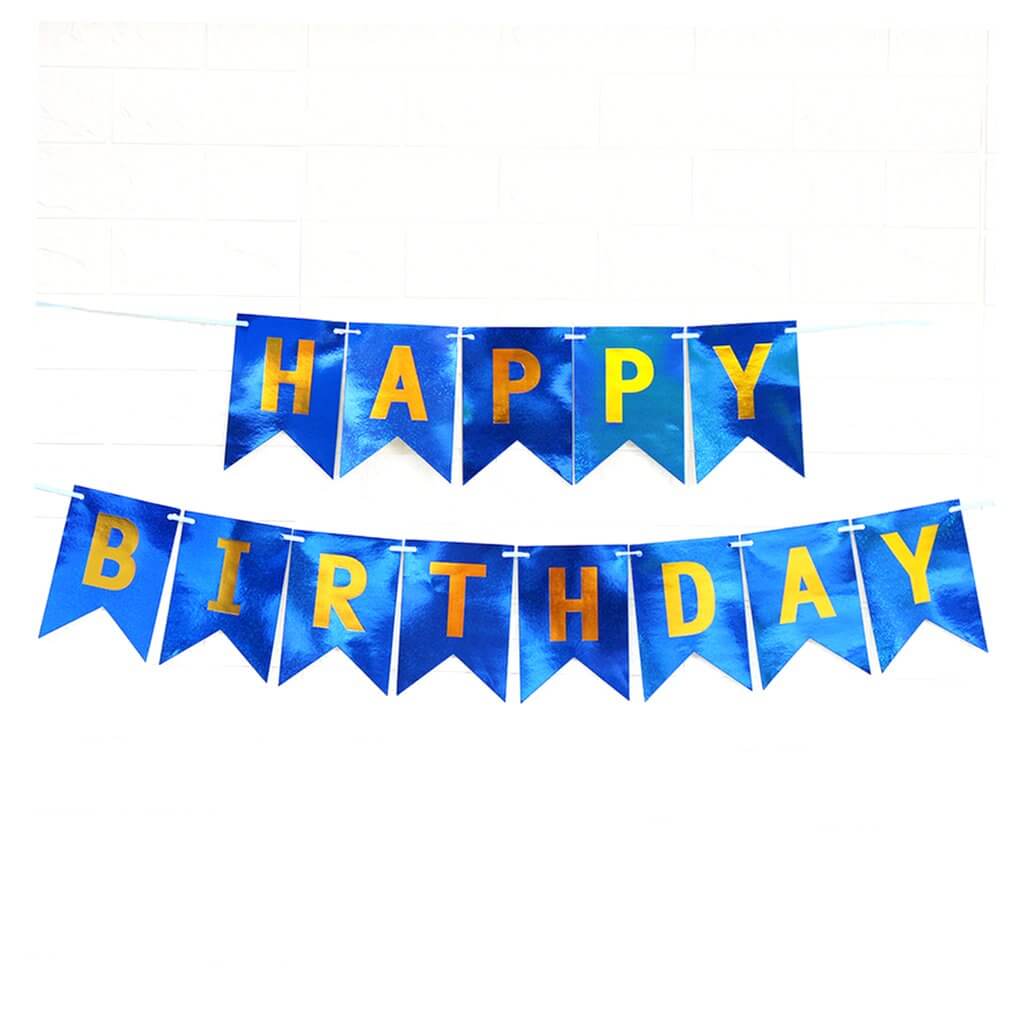 Laser Blue Happy Birthday Paper Bunting