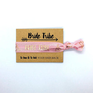 Rose Gold Print Light pink Bride Tribe Hair Tie Bridal Wristband for Hen Bachelorette Party Bridesmaids gifts