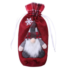European Style Scandinavian Santa Woodland Santa Claus Christmas Wine Bottle Cover - Online Party Supplies
