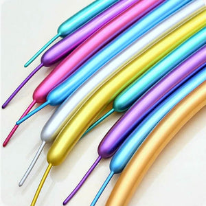 Long Chrome Latex Party Balloon 10 Pack - Multi Colours