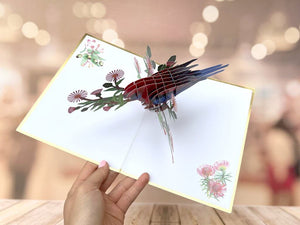 Luxury Embossing Handmade Australian Eastern Rosella Parrot Bird Card