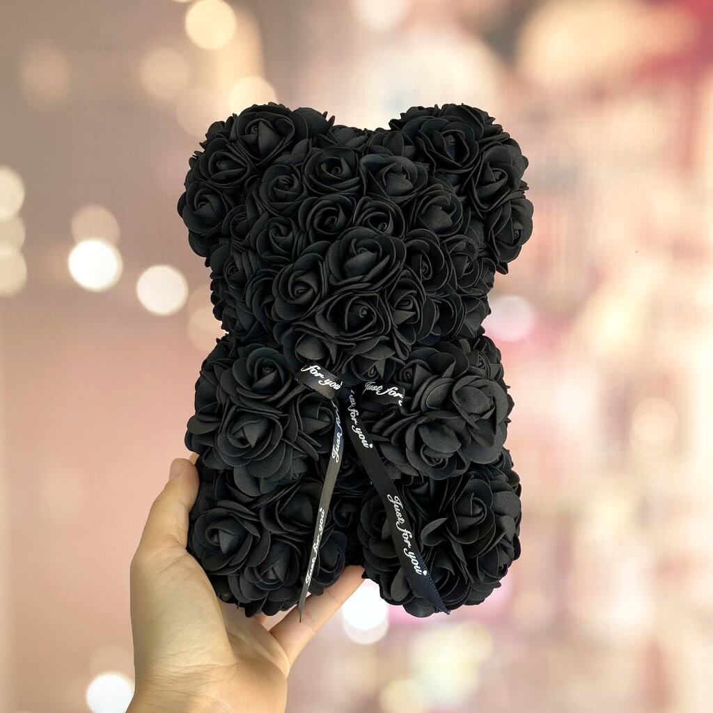 Luxury Everlasting Rose Teddy Bear with Gift Box - Black