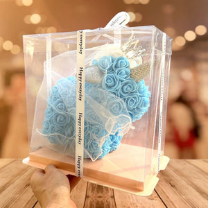 Delux Everlasting Rose Unicorn Wearing Crown with Gift Box - Blue