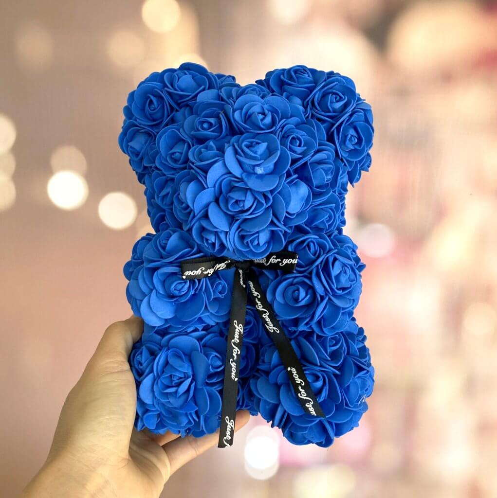 Luxury Everlasting Rose Teddy Bear with Gift Box - Dark Blue